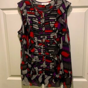 Amazing Calvin Klein Sleeveless Patterned Button Up Blouse Women’s L